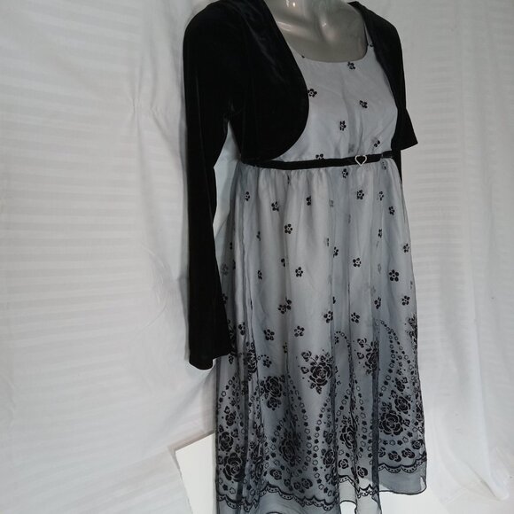 MARC & MADDIE Size 16 Black Fully-Lined Floral Accents Long Sleeve Dress Lace - Picture 9 of 16